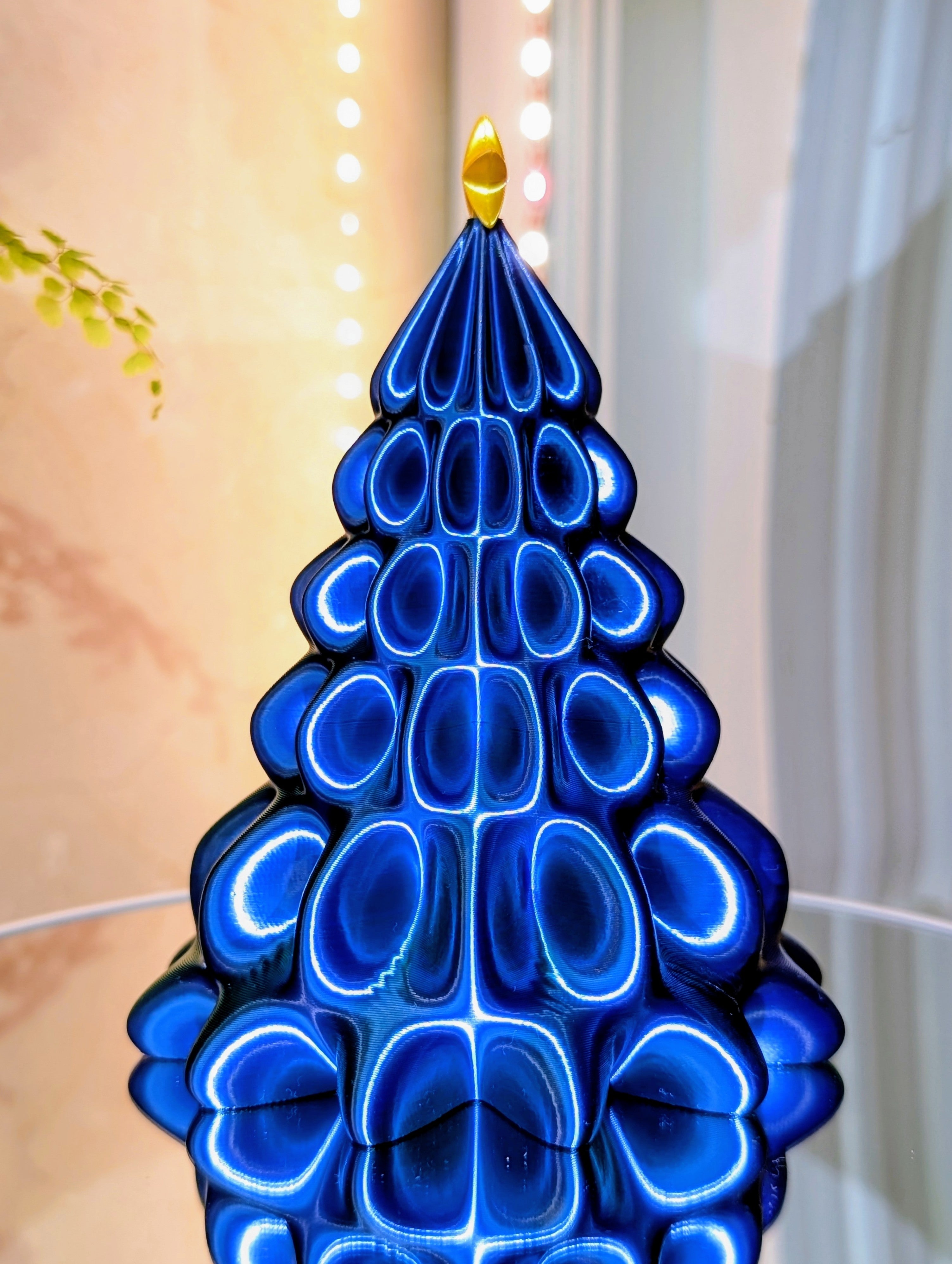 Shiny Desktop Christmas Tree, Blue Green Ombre, Holiday Decor