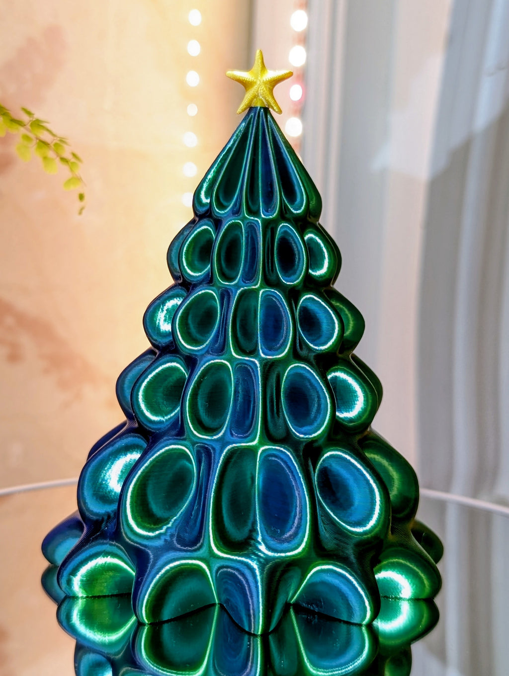 Shiny Desktop Christmas Tree, Blue Green Ombre, Holiday Decor