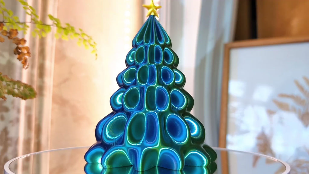 Shiny Desktop Christmas Tree, Blue Green Ombre, Holiday Decor