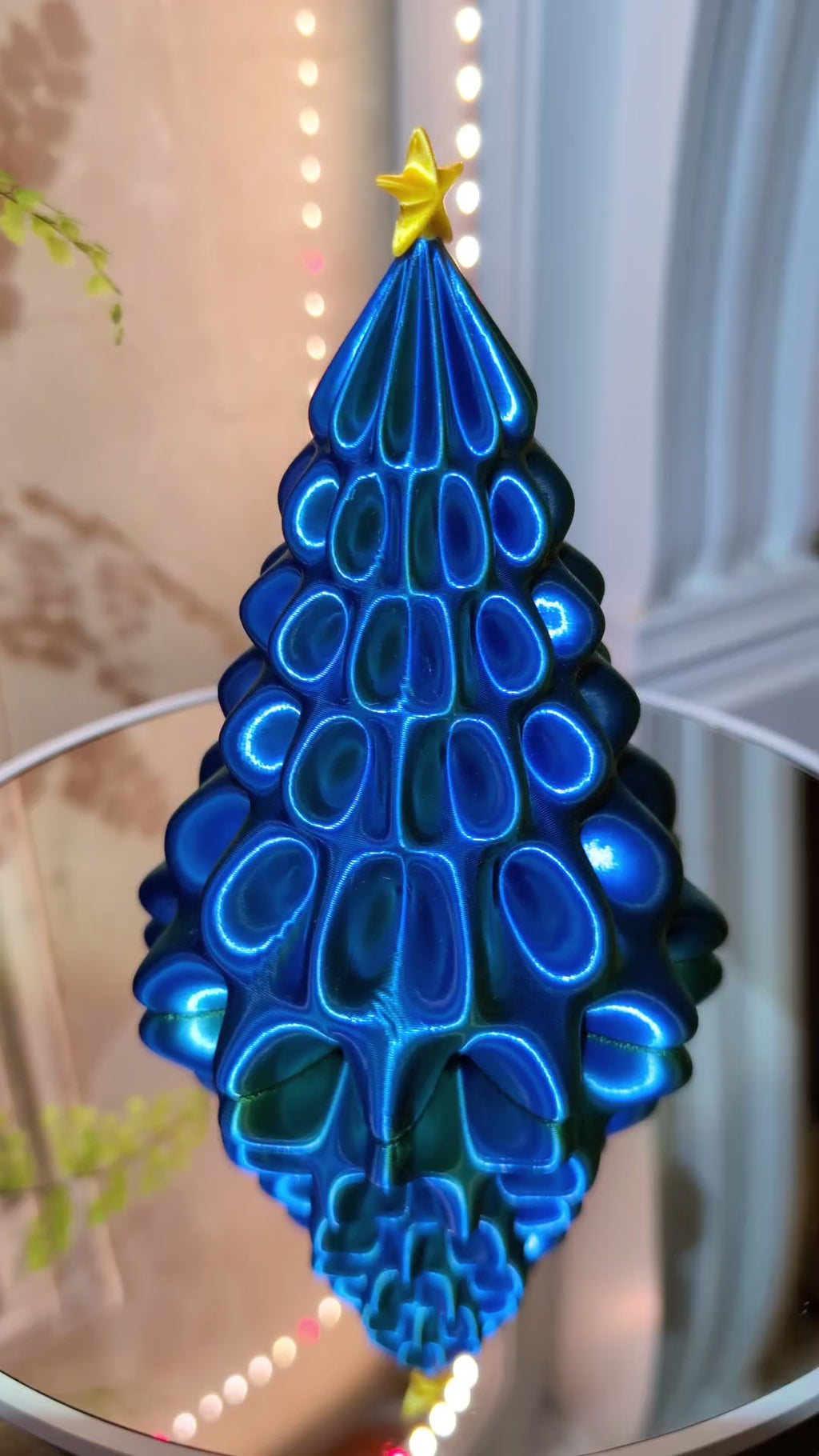 Shiny Desktop Christmas Tree, Blue Green Ombre, Holiday Decor